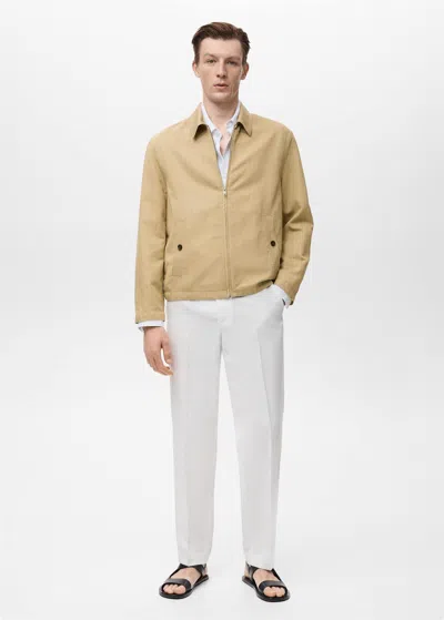 Mango Man Zipper Linen Jacket