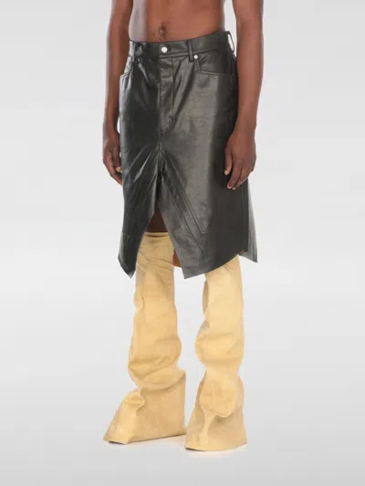 Rick Owens Black Hollywood Slivered Leather Skirt In Black