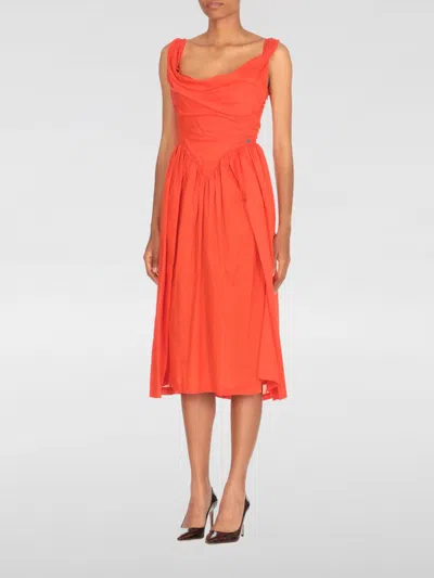 Vivienne Westwood Draped Neckline Midi Dress With Gathered Waist