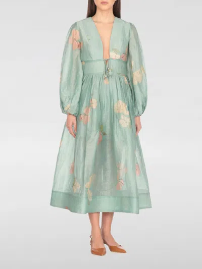 Zimmermann Womens Mint Hibiscus Illuminate Billow Embroidered Linen-silk Maxi Dress In Green