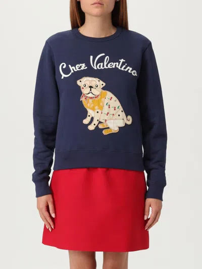 Valentino Cotton Sweatshirt In Blue