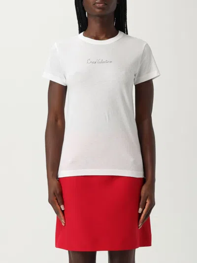 Valentino Cotton Crew Neck T-shirt With Short Sleeves In White
