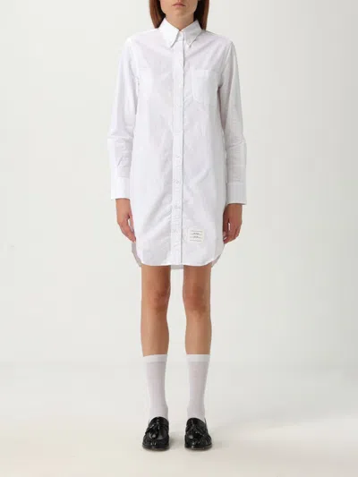 Thom Browne Oxford Cotton Mini Shirt Dress In White
