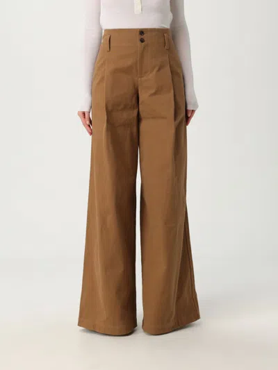 Chloé High-rise And Wide-leg Cotton Canvas Trousers Clothing In Brown
