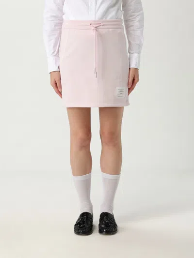 Thom Browne Cotton Mini Skirt Side Stripes In Pink
