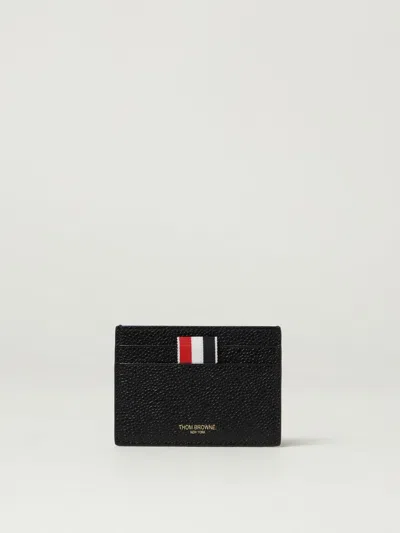 Thom Browne Black Leather Card Holder In Black