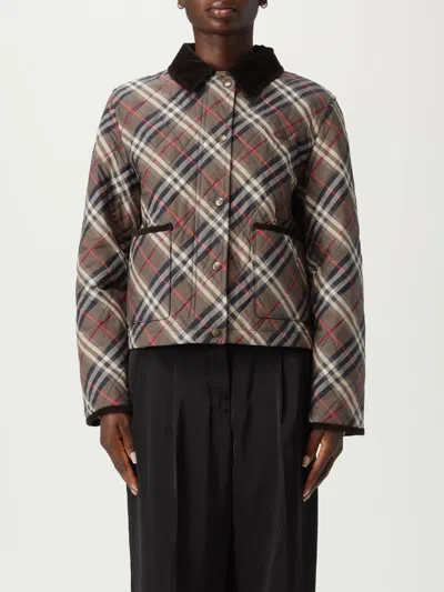 Burberry Cropped Check Quilted Cotton Jacket In Multi