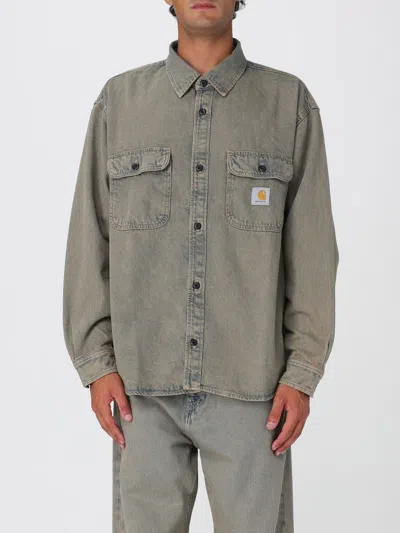 Carhartt Oversized Shirt Crafted From Sandblasted Cotton Denim In Blue
