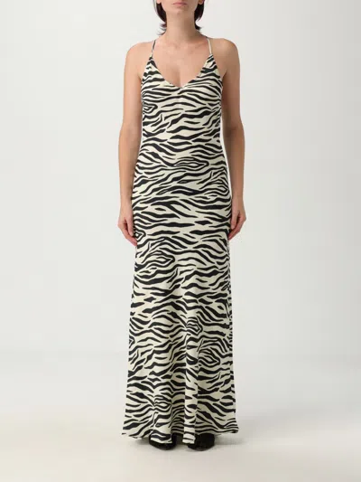 Mc2 Saint Barth Woman Satin Zebra Slip Dress Eydis In Black