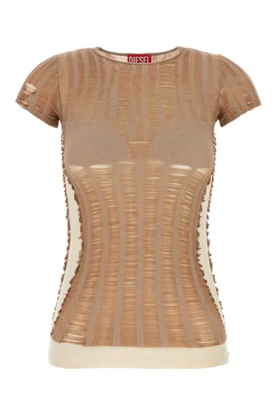 Diesel Contoured Knitwear Top With Modern Aesthetic In Pink