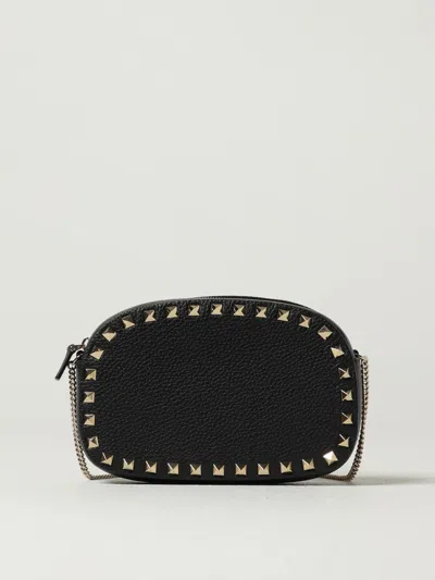 Valentino Borsa A Tracolla Rockstud In Pelle Nera Donna