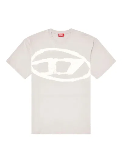 Diesel T-shirt With Bleached Oval D Logo In Neutral