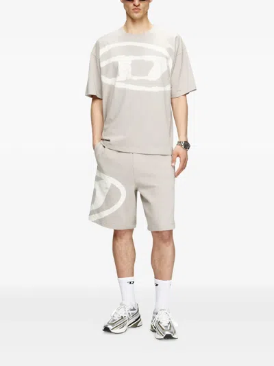 Diesel T-shirt With Bleached Oval D Logo In Neutral
