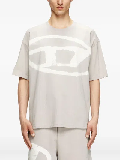 Diesel T-shirt With Bleached Oval D Logo In Neutral
