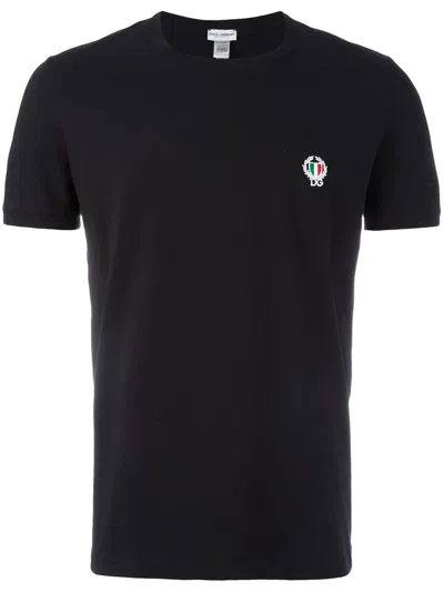 Dolce & Gabbana Crown And Laurel Patch Crewneck T-shirt In Black
