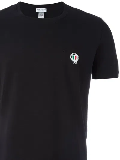 Dolce & Gabbana Crown And Laurel Patch Crewneck T-shirt In Black
