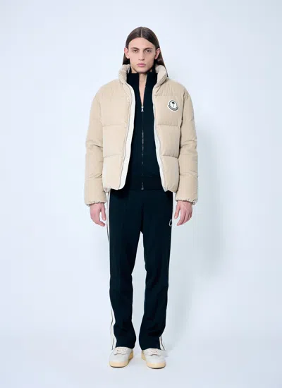 Moncler X Palm Angels Abrolhos Corduroy Short Down Jacket Beige In Neutral