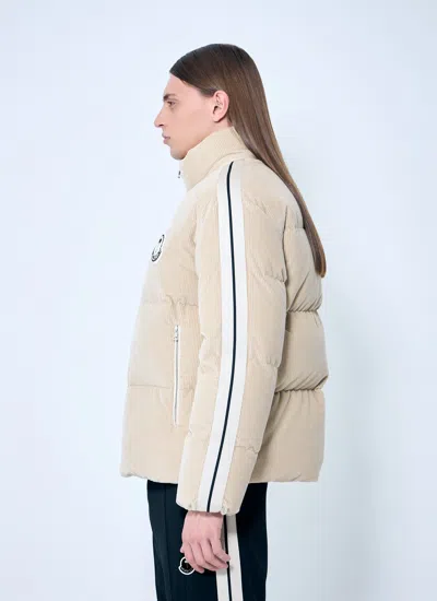 Moncler X Palm Angels Abrolhos Corduroy Short Down Jacket Beige In Neutral