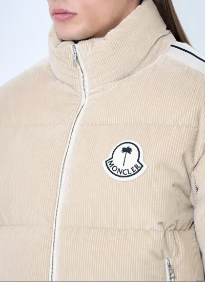 Moncler X Palm Angels Abrolhos Corduroy Short Down Jacket Beige In Neutral