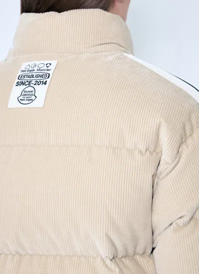 Moncler X Palm Angels Abrolhos Corduroy Short Down Jacket Beige In Neutral