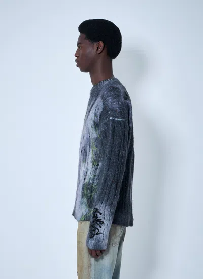 Acne Studios Men Printed Zip-up Sweater In Blue