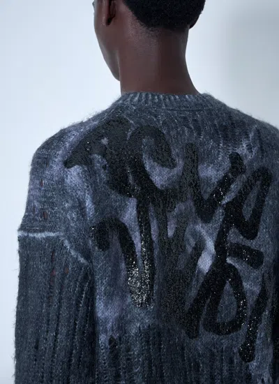 Acne Studios Men Printed Zip-up Sweater In Blue