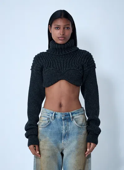 Acne Studios Women Cropped High Neck Sweater In Black