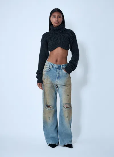 Acne Studios Women Cropped High Neck Sweater In Black