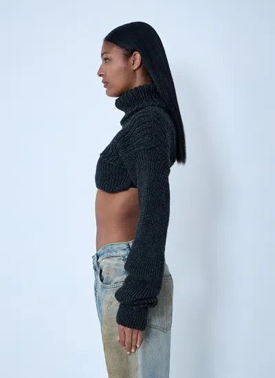 Acne Studios Women Cropped High Neck Sweater In Black