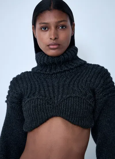 Acne Studios Women Cropped High Neck Sweater In Black