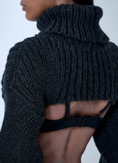 Acne Studios Women Cropped High Neck Sweater In Black