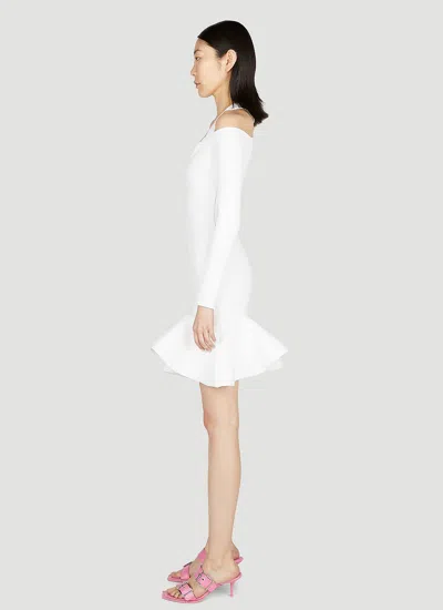 Alexander Mcqueen Ruffle Detailed Flared Mini Dress In White