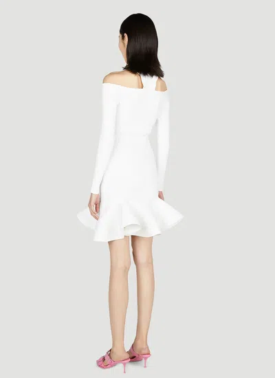 Alexander Mcqueen Ruffle Detailed Flared Mini Dress In White