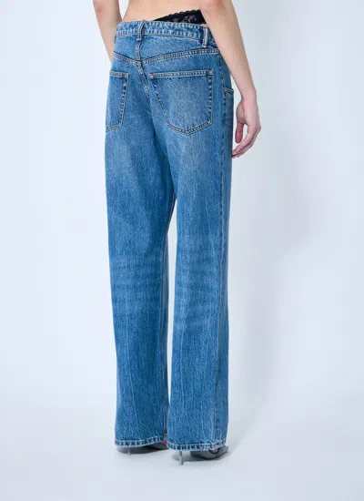 Alexander Wang Women Dip-side Jeans With Exposed Lace Underwear