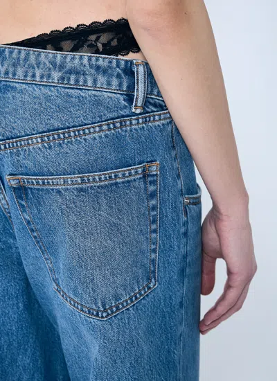 Alexander Wang Women Dip-side Jeans With Exposed Lace Underwear