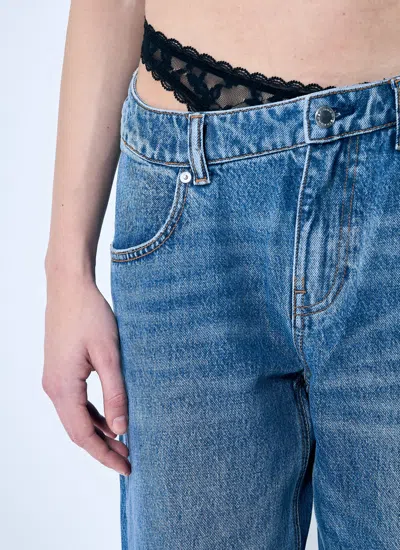 Alexander Wang Women Dip-side Jeans With Exposed Lace Underwear
