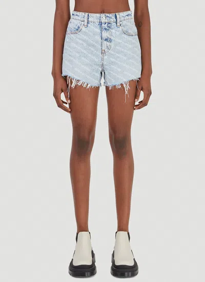 Alexander Wang Women Logo Denim Shorts In Blue