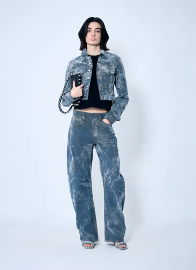 Alexander Wang Women Low Rise Clouding Flocking Jeans In Blue