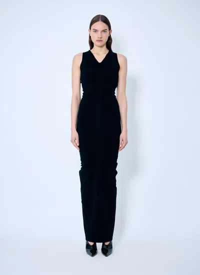 Alexander Wang Women Ruched Wide V Neck Maxi Dress In Black