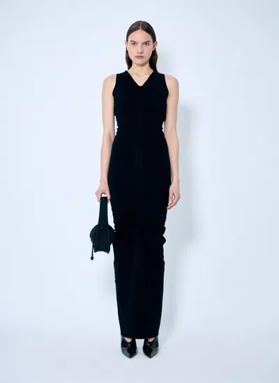 Alexander Wang Women Ruched Wide V Neck Maxi Dress In Black