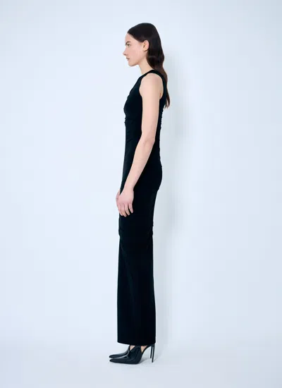 Alexander Wang Women Ruched Wide V Neck Maxi Dress In Black