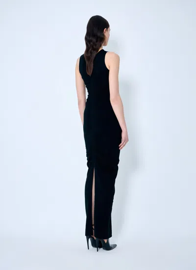 Alexander Wang Women Ruched Wide V Neck Maxi Dress In Black