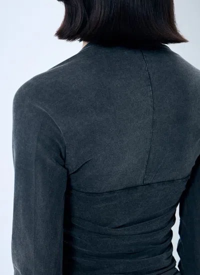 Alexander Wang Women Ruched Square Neck Top In Blue