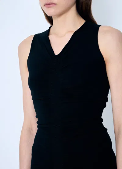 Alexander Wang Women Ruched Wide V Neck Maxi Dress In Black