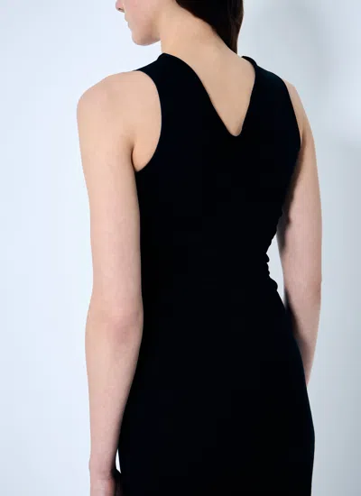 Alexander Wang Women Ruched Wide V Neck Maxi Dress In Black