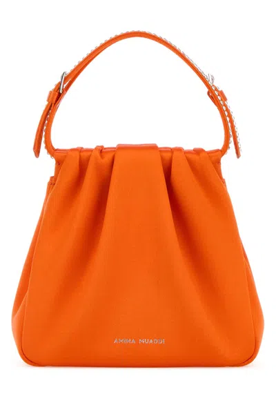 Amina Muaddi Women Orange Satin Vittoria Crystal Handbag