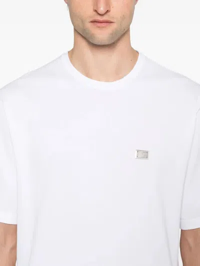Dolce & Gabbana Crew Neck T-shirt In White With Logo