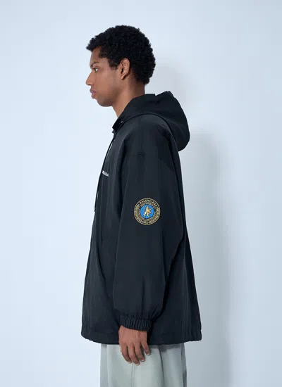 Balenciaga Hooded Raincoat With Drawstring And Pockets In Black