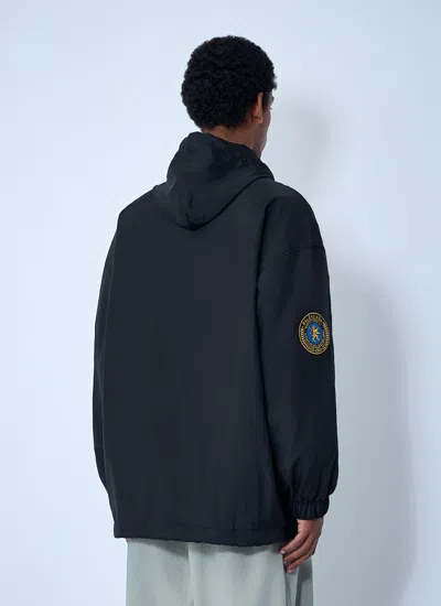 Balenciaga Hooded Raincoat With Drawstring And Pockets In Black