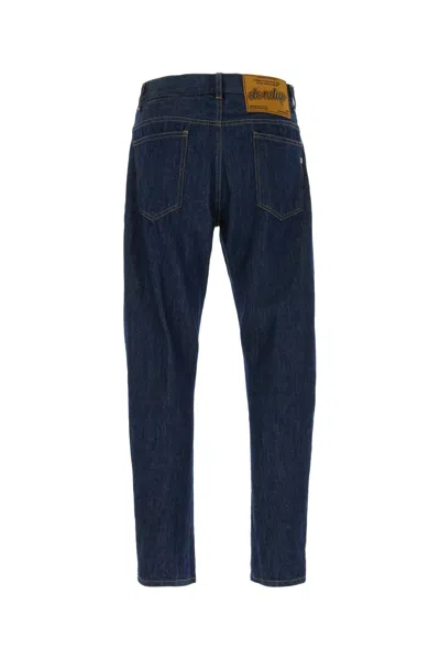 Dondup Relaxed-fit Cotton Pants With Five-pocket Design And Contrasting Patch In Blue